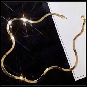 New gold 2mm herringbone snake chain choker omega necklace